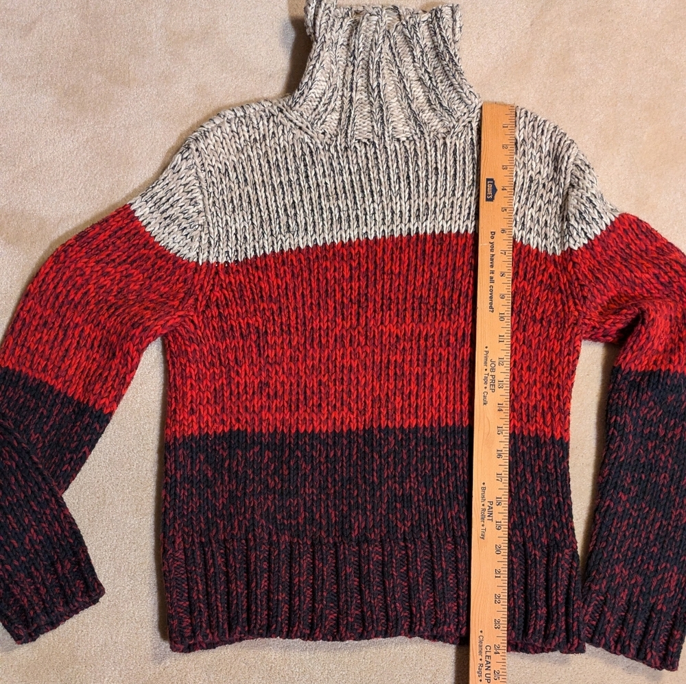 Women's SOblue Sigrid Olsen Chunky Knit Color Block Turtleneck Sweater| Size M - Picture 5 of 8
